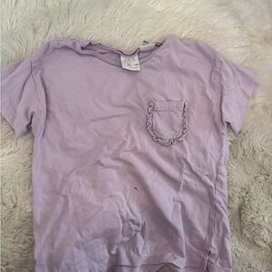 Zara Light Purple Kids Tee with Ruffle Pocket